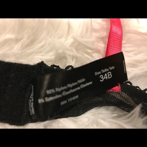 Black Hot Pink and Lace Push Up Bra - Picture 4 of 6